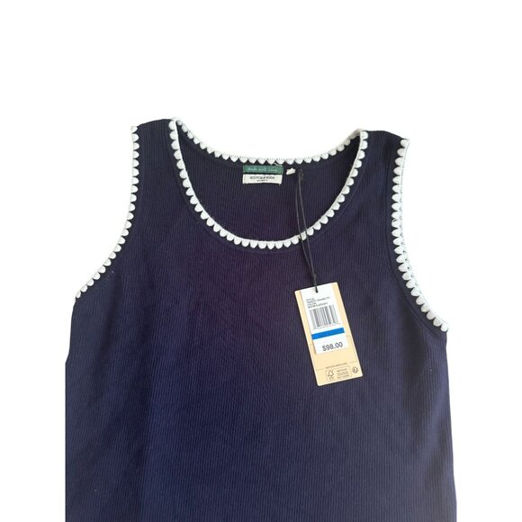 SCOTCH & SODA Navy Blue White Knit Tank Top Size XL NEW NWT - Picture 4 of 8